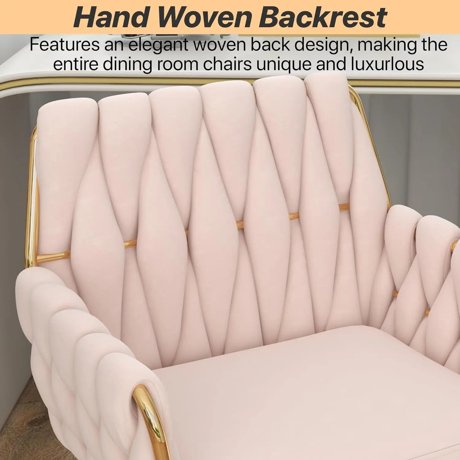 Velvet Home Office Chair, Vanity Chair, 360° Swivel