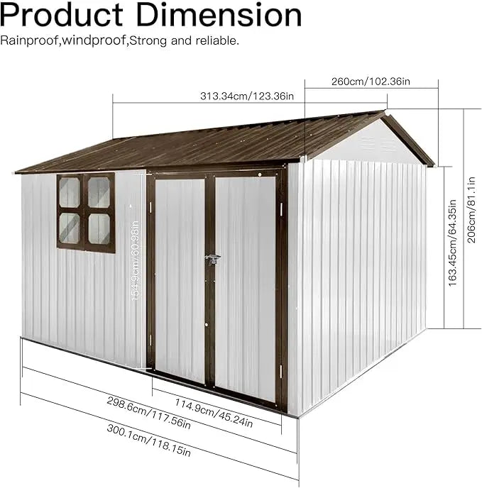 10x8 FT Shed Metal Window ,Waterproof