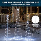3 Pack Spiral Christmas Tree Light 218 LED Lights Star Topper