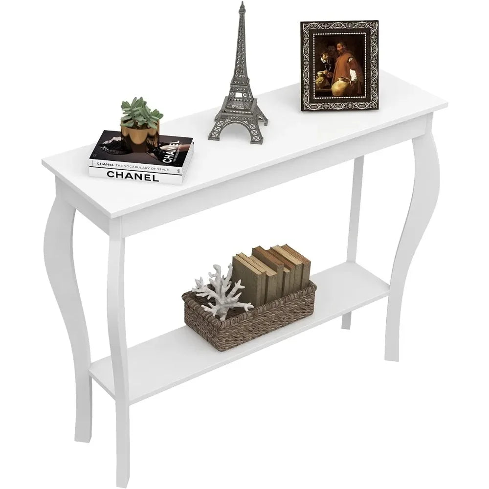 Narrow Console Table, Sofa Table, Entryway Table, White