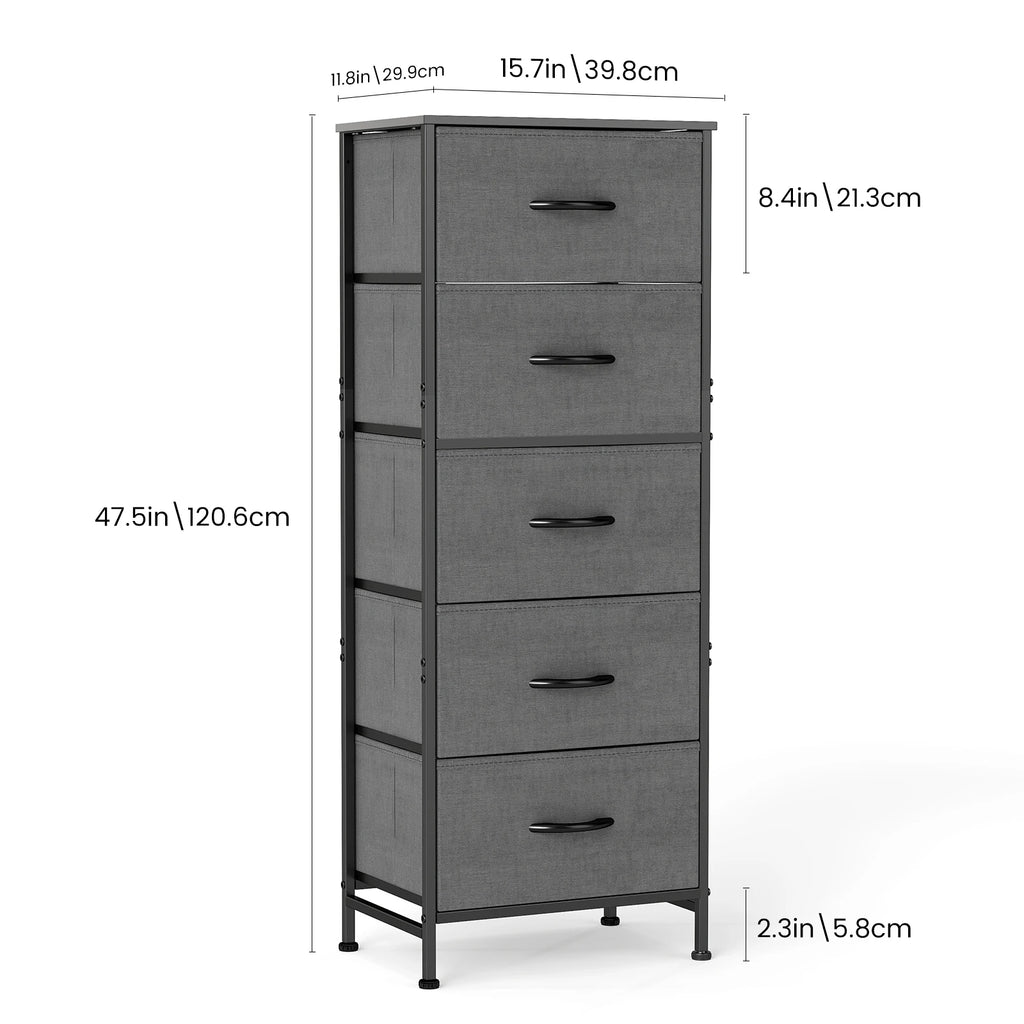 Dresser With 5 Fabric Drawers Nightstand