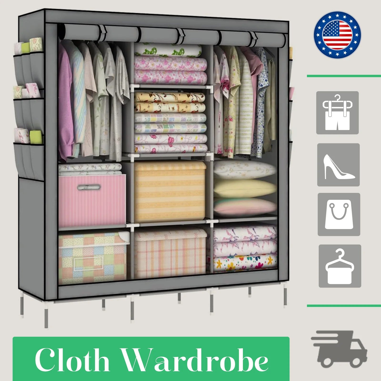 Closet Wardrobe Organizer Storage Rack