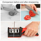 3-Stage Knife Sharpener Set - Diamond & Ceramic Rods Non-Slip Base (B