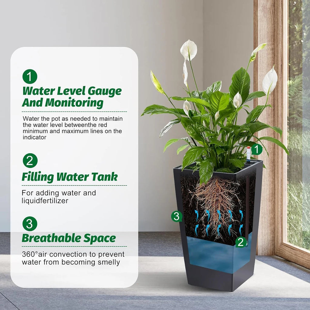 Planters Set Drainage Holes＆Water Level Monitor