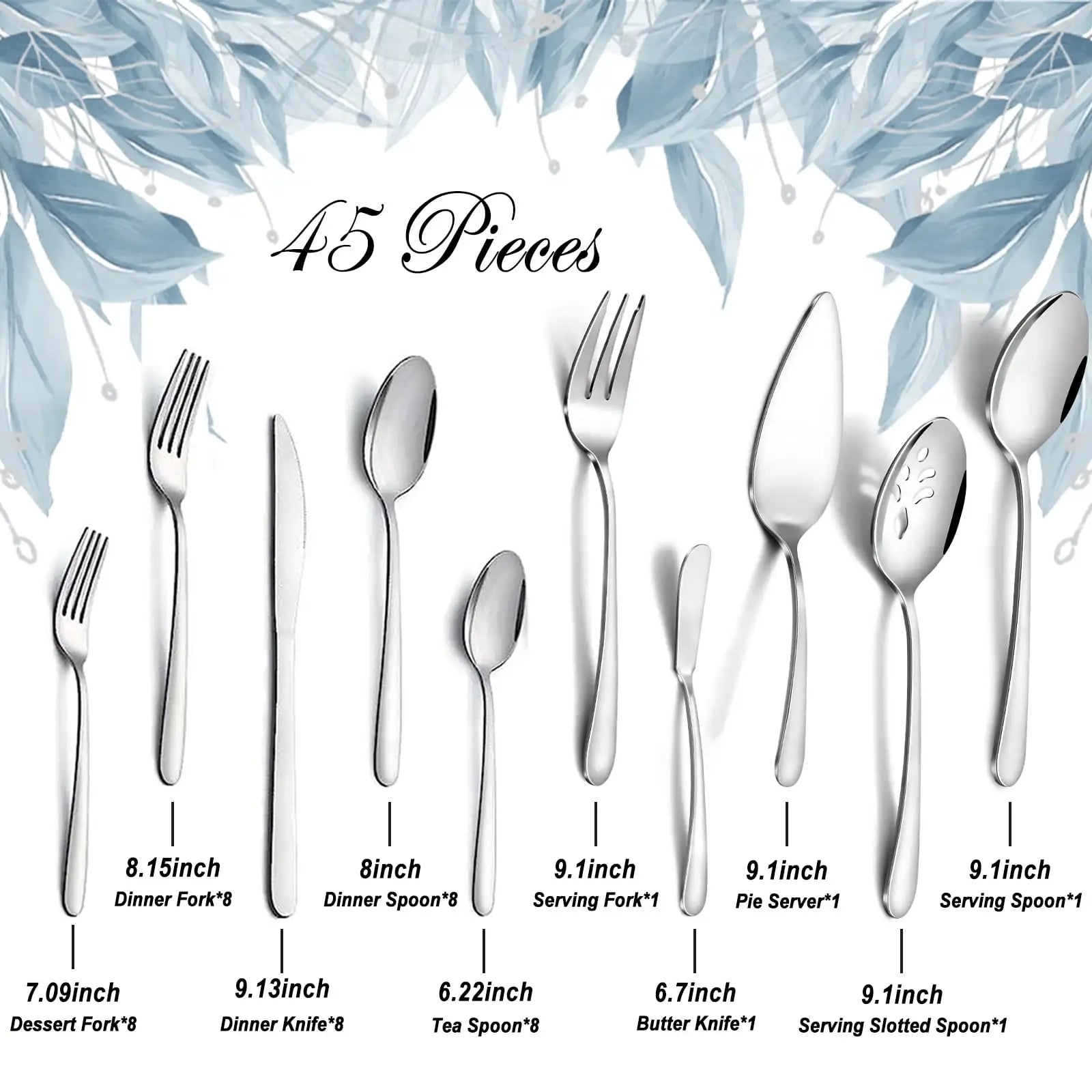 65 Pcs Silverware Set with Serving Set for 12