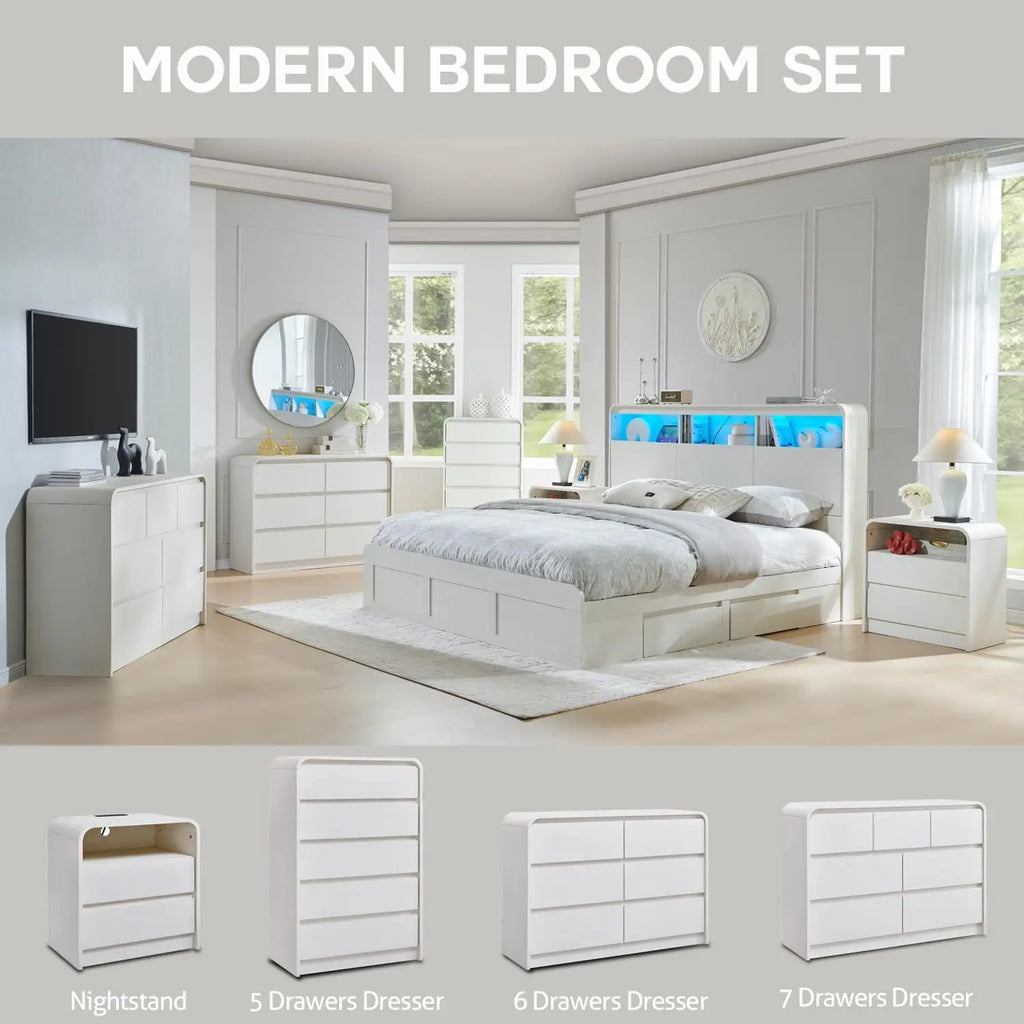 25" Nightstand with Charging Station, 23.6 "Wide